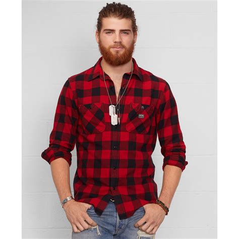 Checked cotton flannel shirt in blue 